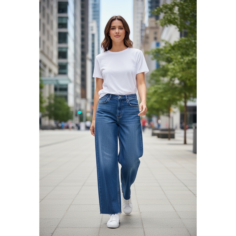 American Eagle Baggy Wide Leg Jeans Super High Rise Blue NWT size 29